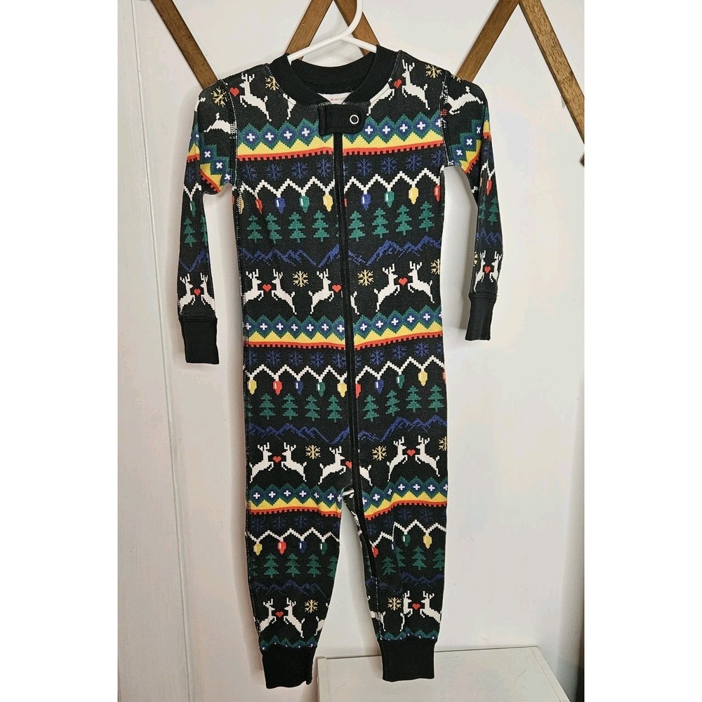Hanna Andersson Full‎ Zip Sleeper  Organic Cotton 85cm/2T Christmas Reindeer